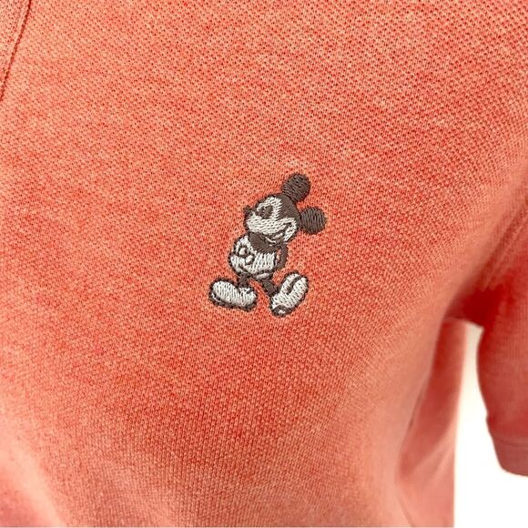 Disney Parks Coral With Embroidered Mickey Relaxed Fit Polo Shirt Size Small - Picture 3 of 6